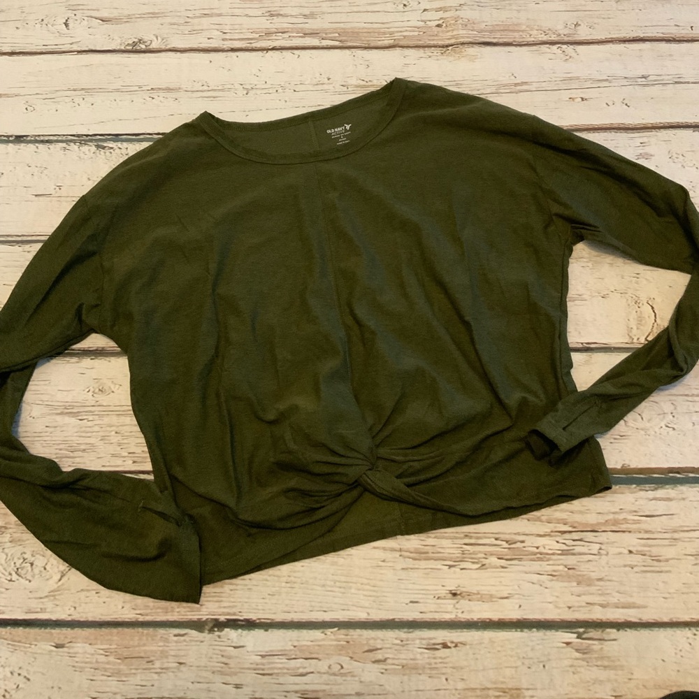 Old Navy Active Cloud 94 Soft Go-Dry Twist Front -Long Sleeve Top S - Green